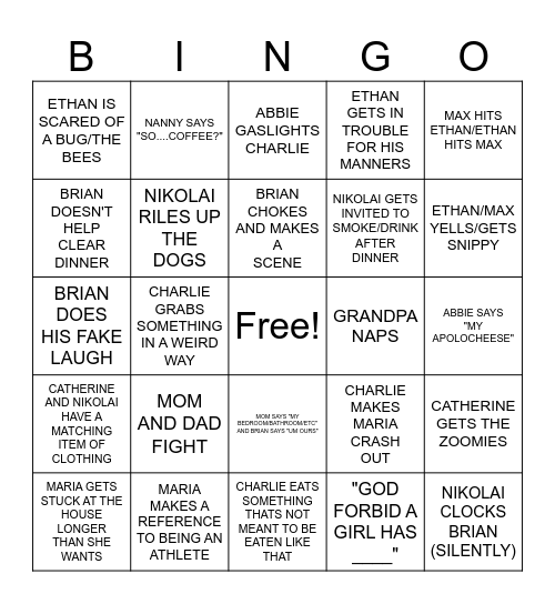 Untitled Bingo Card