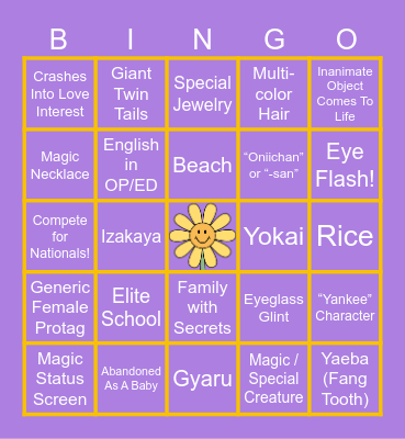 Anime Episode 1 Bingo Card