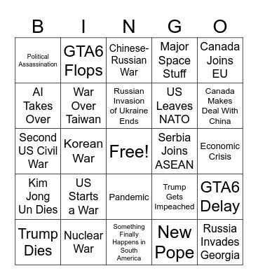 2026 BINGO CARD Bingo Card