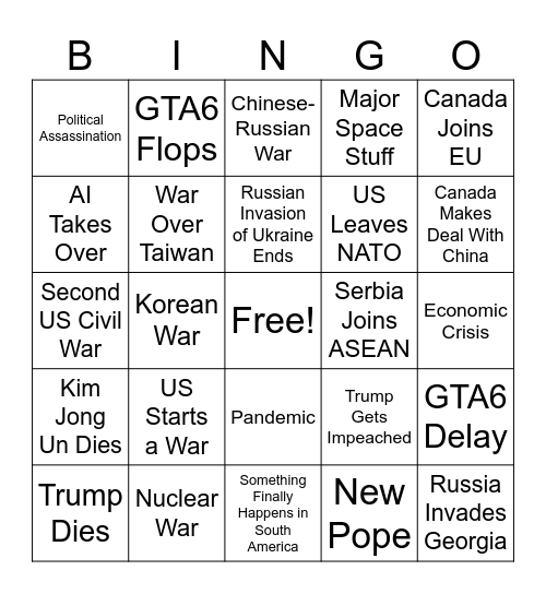 2026 BINGO CARD Bingo Card