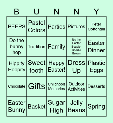 Bunny Bingo Card
