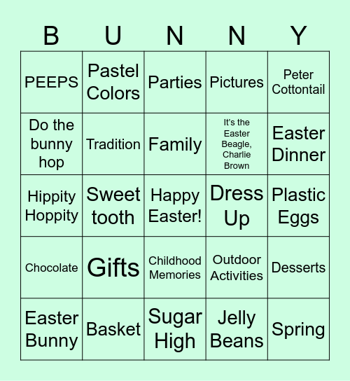 Bunny Bingo Card