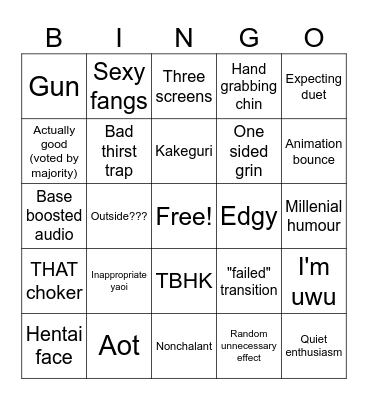 2020 Cosplay tiktok bingo Card