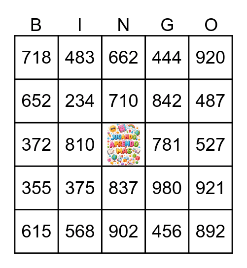 CONOZCO LOS NÙMEROS Bingo Card