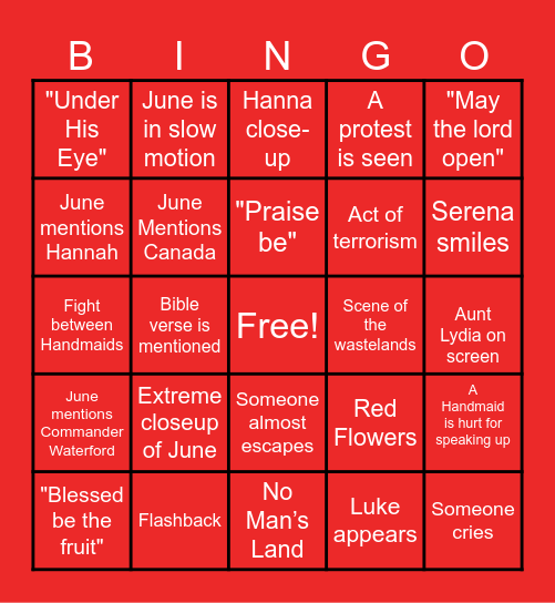 THE HANDMAID'S TALE BINGO Card