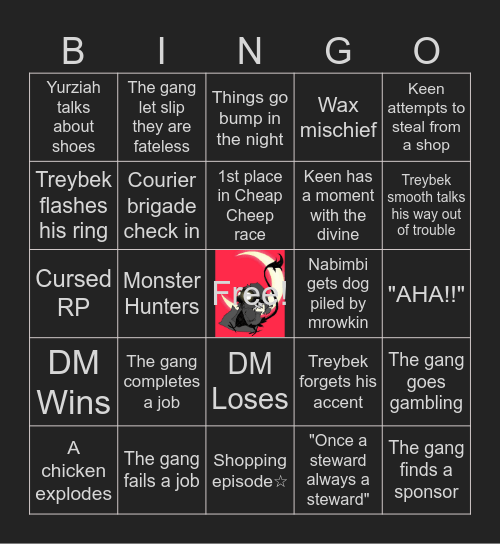 Tales of Divvy Bingo Card