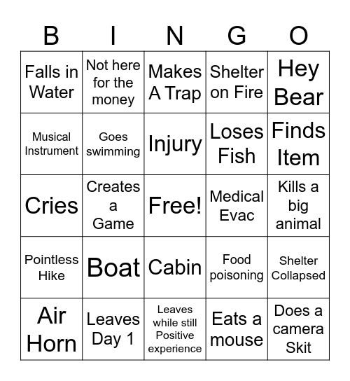 Alone Bingo Card