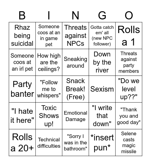 Session 23 Bingo Card