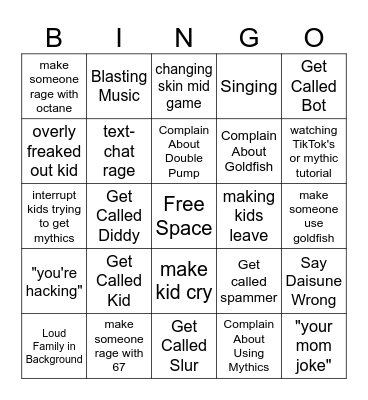 1v1 With Every Gun Bingo Card