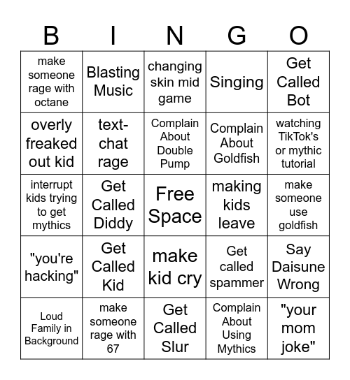 1v1 With Every Gun Bingo Card