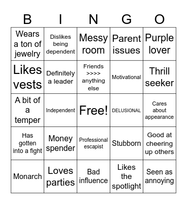 Kaz Kinnie Bingo Card