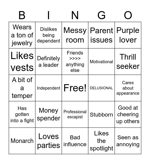 Kaz Kinnie Bingo Card