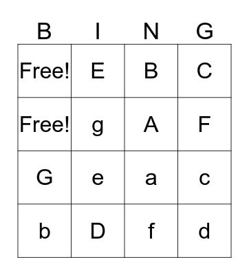 Letter Bingo Card
