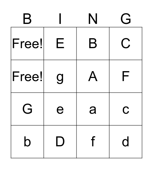 Letter Bingo Card