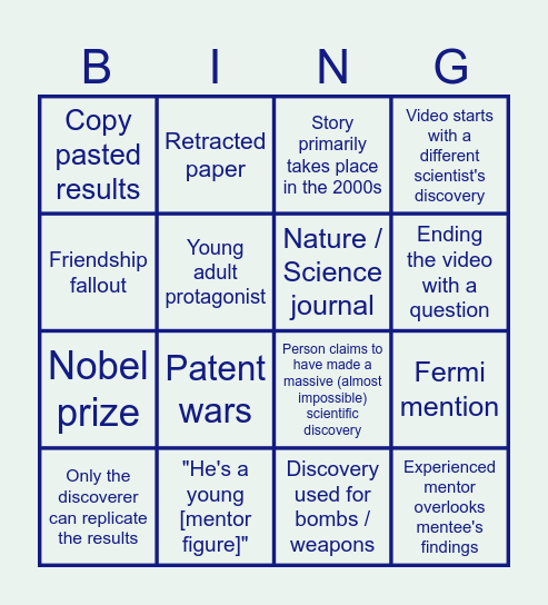 BobbyBroccoli documentary Bingo Card