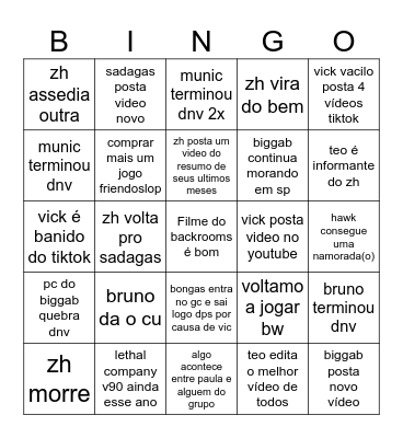 bingo sadagas 2026 Bingo Card