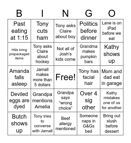 Easter Bingo Card