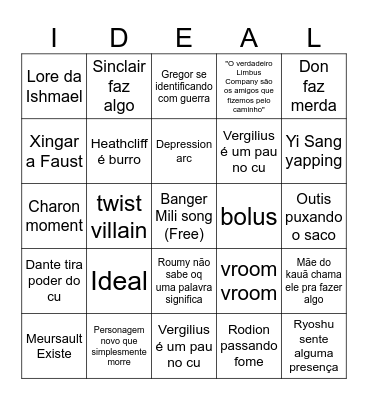 Limbus Company Canto 4 Bingo Card