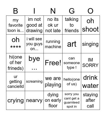 adris saying Bingo Card