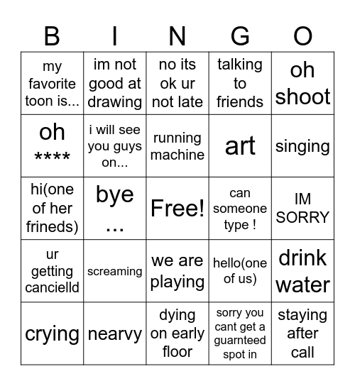 adris saying Bingo Card