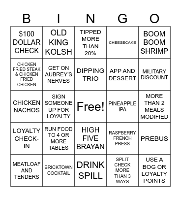 BRICKTOWN BINGO Card