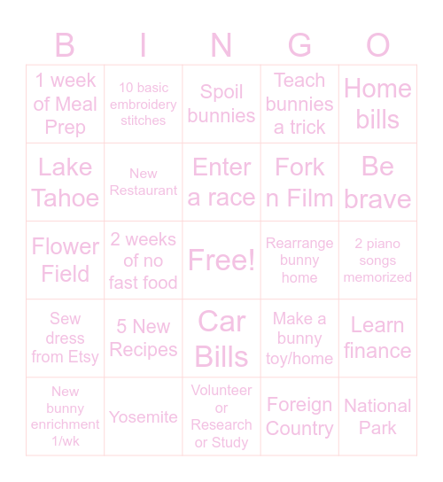 2026 Bingo Card