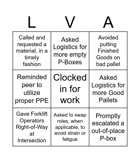 PPK Bingo Card