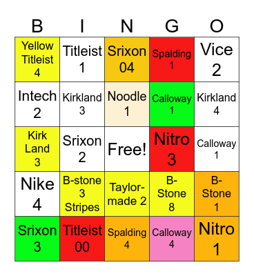 Golf Ball Easter Eggs Bingo Card