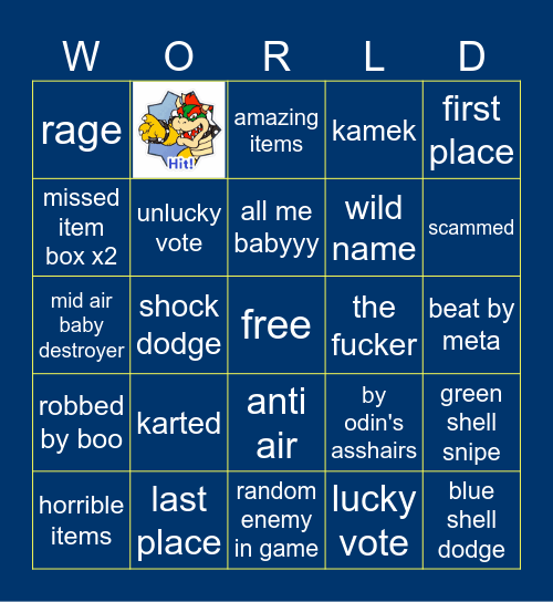 Mario Kart Bingo Card