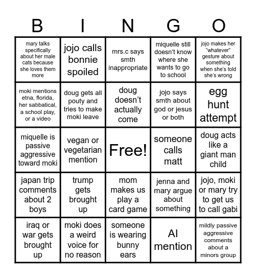 easter Bingo Card