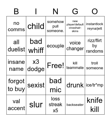 VALORANT BINGO Card