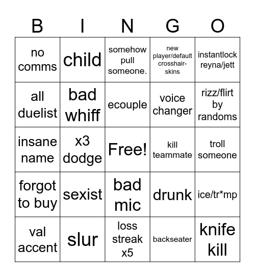 VALORANT BINGO Card
