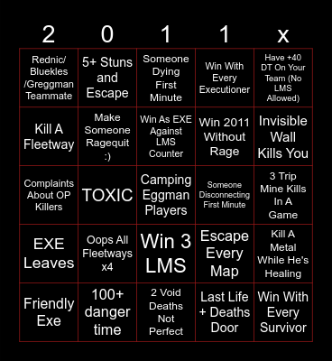 Outcome Bingo Card