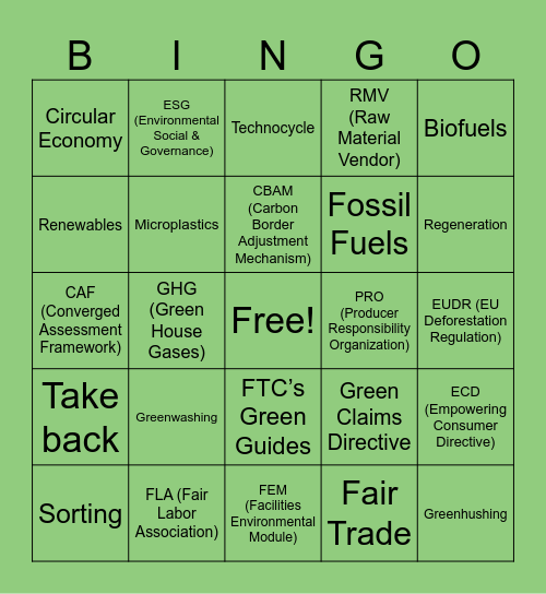 Sp'26 FFF DayZero Buzzword Bingo Card
