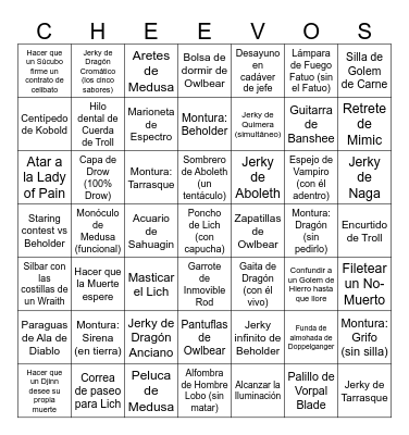 Cheevos. Bingo Card