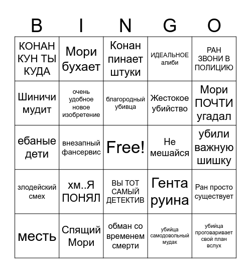 конан бинго лол Bingo Card