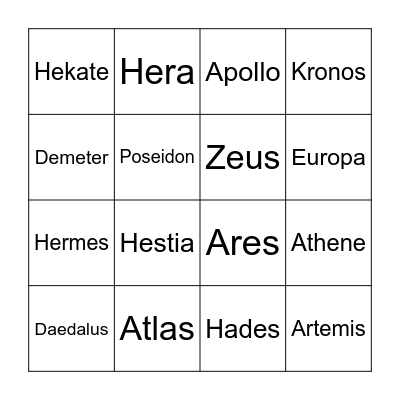 Götterbingo - das Finale! Bingo Card