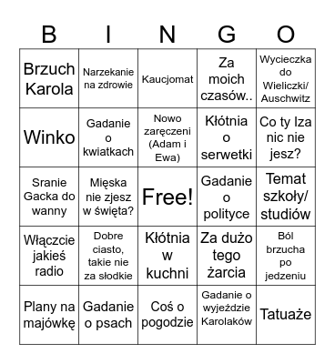 Jajo Bingo Card