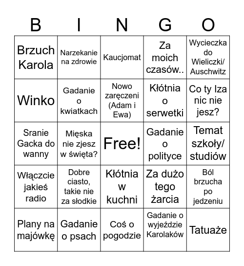 Jajo Bingo Card