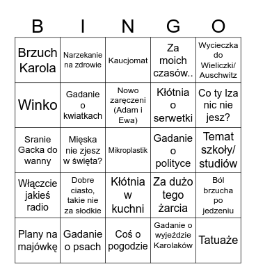 Jajo Bingo Card