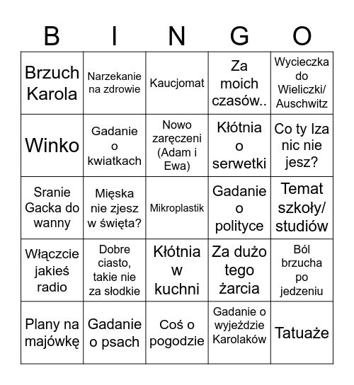 Jajo Bingo Card
