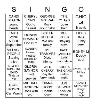 DISCO Bingo Card