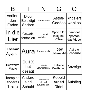 Kristall-Dulli-Bingo-Deluxe Bingo Card