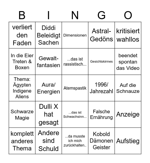 Kristall-Dulli-Bingo-Deluxe Bingo Card