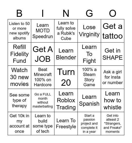 2026 Bingo Card