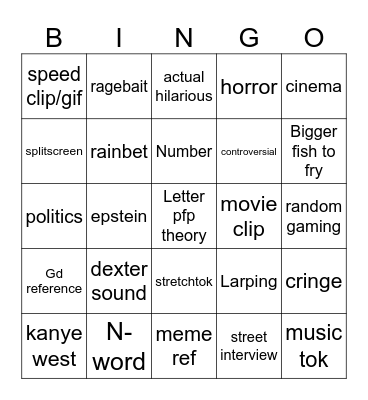 tiktok bingo early 2026 Bingo Card