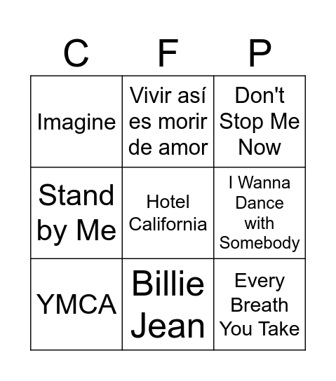 Carles Anniversari Music Bingo 1 Bingo Card