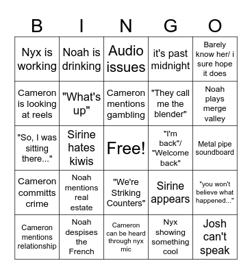 Study group bingo Card