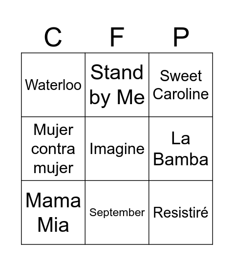 Carles Anniversari Music Bingo 2 Bingo Card