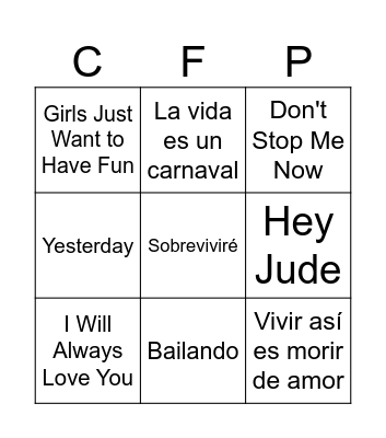 Carles Anniversari Music Bingo 3 Bingo Card
